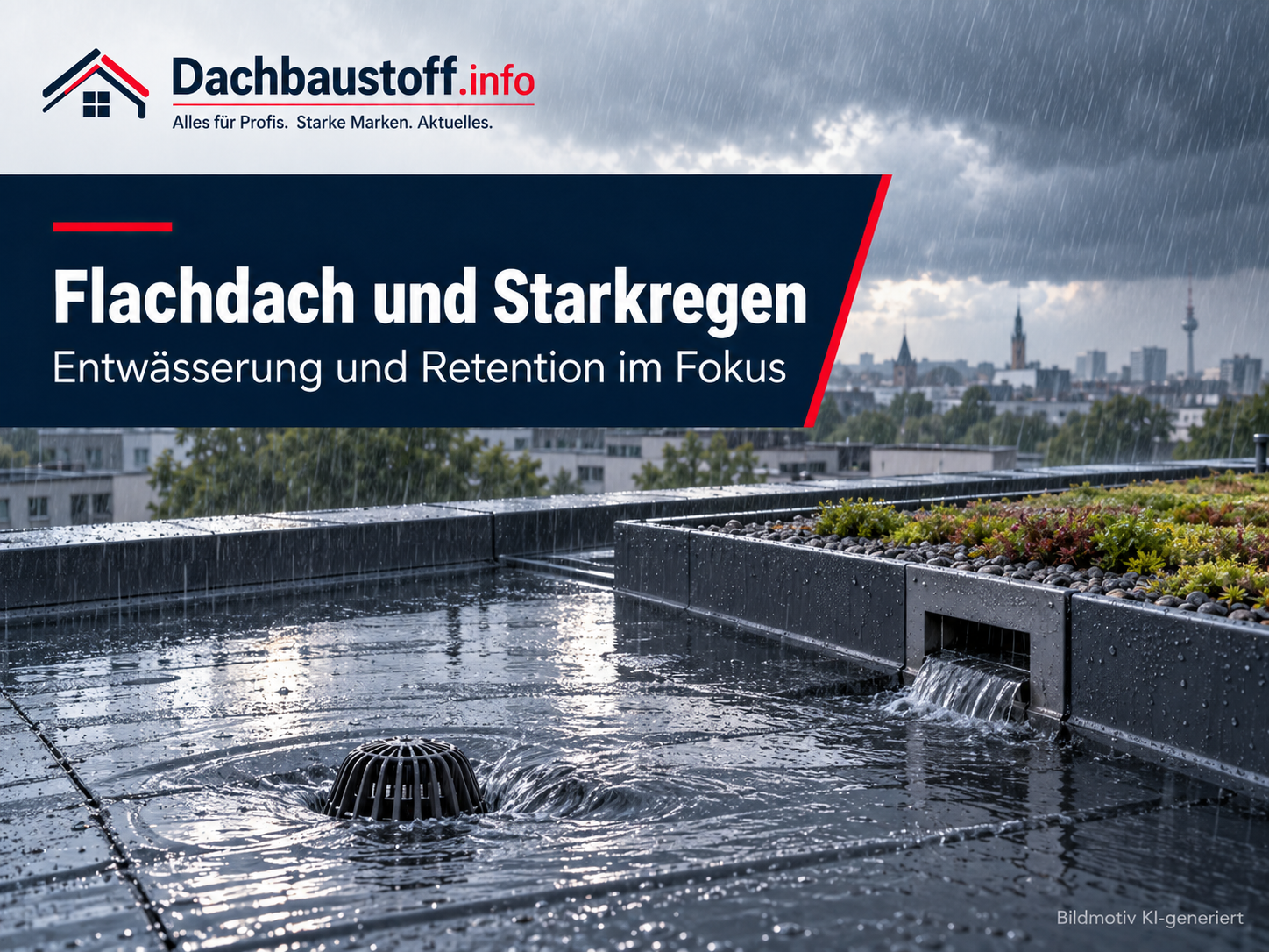 Flachdach und Starkregen: Entwässerung, Retention und Wartung stärker mitdenken