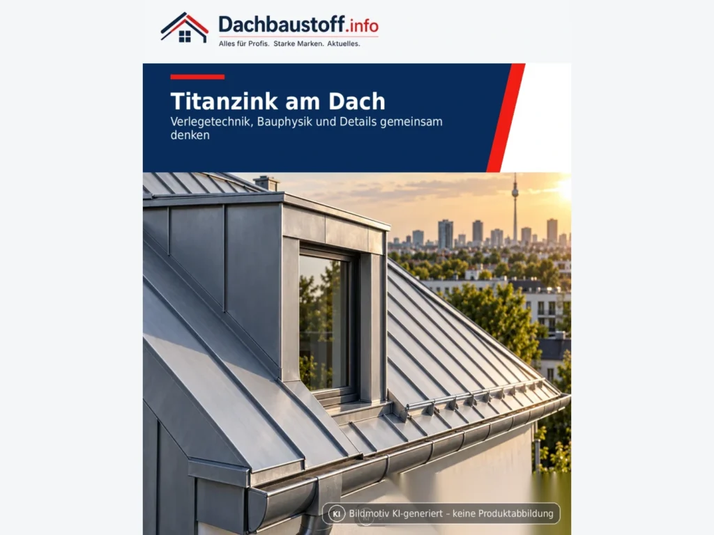 Titanzink am Dach: Verlegetechnik, Bauphysik und Detailgestaltung gemeinsam denken – Bildmotiv KI-generiert