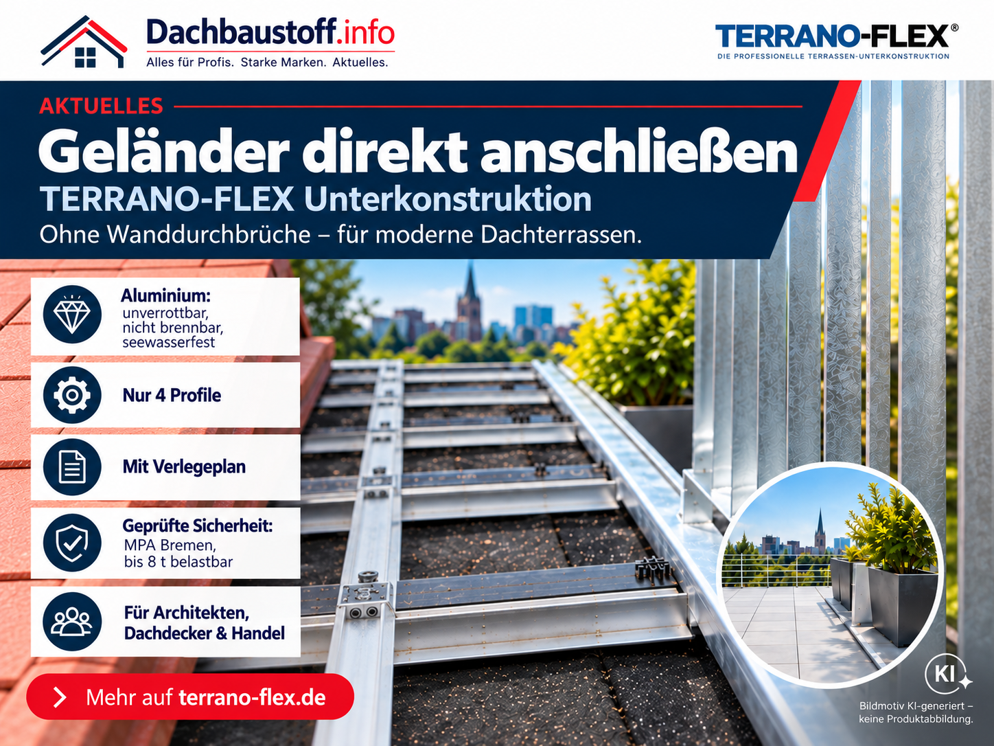 Aluminium-Unterkonstruktion für Dachterrassen: TERRANO-FLEX im Überblick