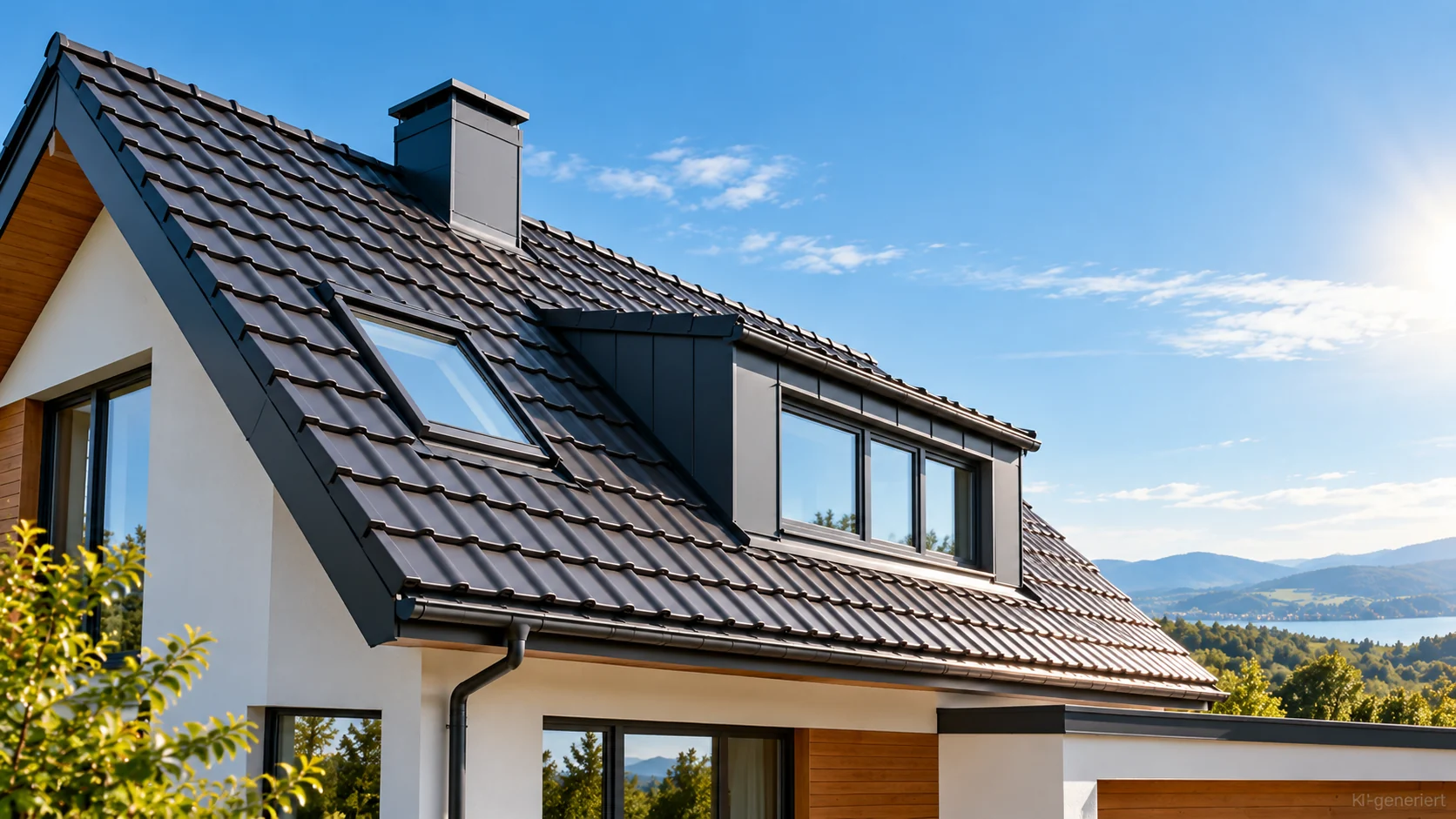 Modernes Steildach mit Dachfenster und hochwertiger Dacheindeckung